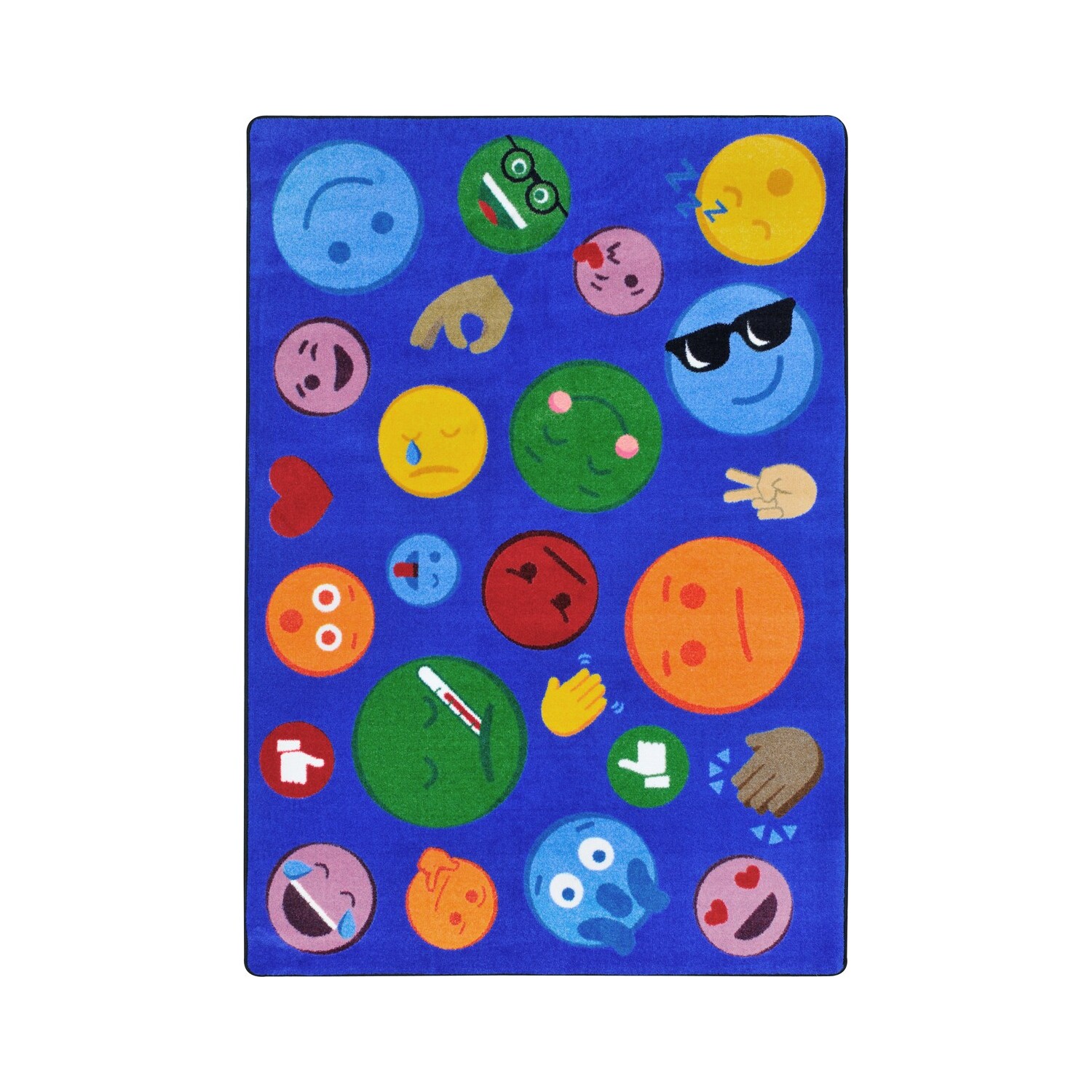 Joy Carpets 7 ft. 8 in. x 10 ft. 9 in. Shake Em Up Emojis Kid Essentials Rectangle Rug Multicolor